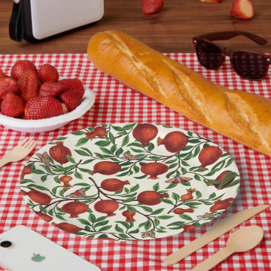 Assiettes En Carton Grenades et papillons Bella sur blanc (Pique-nique)