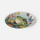 Assiettes En Carton Grenouille aux fleurs et papillons (Angle)