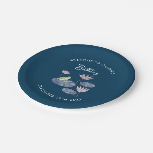 Assiettes En Carton Grenouille dans un étang Lily mignonne fête d'anni (Angle)