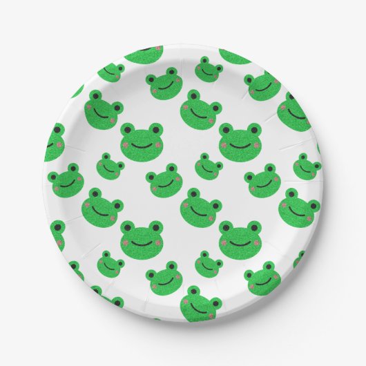Assiettes En Carton Grenouille fête d'anniversaire Croaking Green Part (Devant)