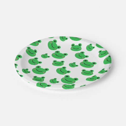 Assiettes En Carton Grenouille fête d'anniversaire Croaking Green Part (Angle)