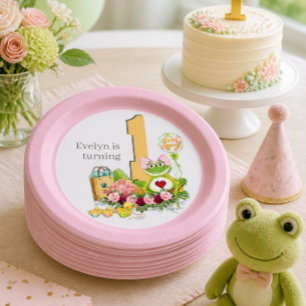 Assiettes En Carton Grenouille lunaire   Anniversaire personnalisé