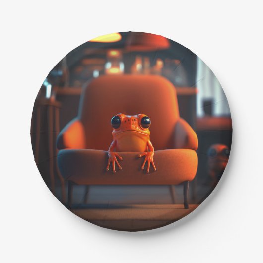 Assiettes En Carton Grenouille orange (Devant)