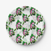 Assiettes En Carton Grenouille Rose Sur La Feuille Verte Motif Design (Devant)