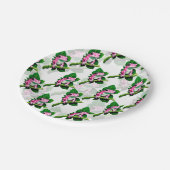 Assiettes En Carton Grenouille Rose Sur La Feuille Verte Motif Design (Angle)