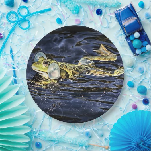 Assiettes En Carton Grenouille verte dans l'étang (Fête)