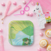 Assiettes En Carton Grenouille verte sous Pad Lily (Fête)