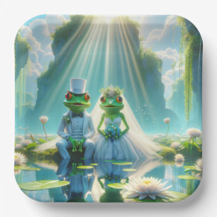 Assiettes En Carton Grenouilles de mariée et de chambre sur Lily Pad