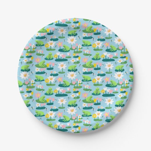 Assiettes En Carton Grenouilles et Lily Pads BABY SHOWER d'anniversair (Devant)