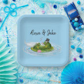 Assiettes En Carton Grenouilles mariages sur Lily Pad avec Coeurs (Fête)