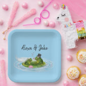Assiettes En Carton Grenouilles mariages sur Lily Pad avec Coeurs (Fête)