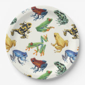 Assiettes En Carton Grenouilles sur blanc naturel (Devant)