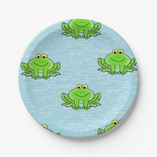 Assiettes En Carton grenouilles sur l'eau bleue