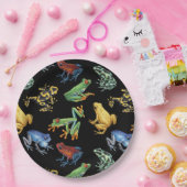 Assiettes En Carton Grenouilles sur noir (Fête)