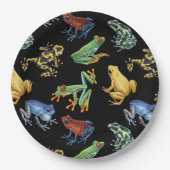 Assiettes En Carton Grenouilles sur noir (Devant)