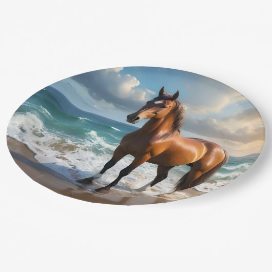 Assiettes En Carton **"Grève majestueuse : Fière Cheval Brown sur la p (Angle)