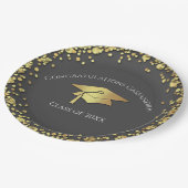 Assiettes En Carton Grey and Gold Graduation (Angle)