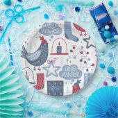 Assiettes En Carton Grey Bonjour hiver Noël Illustration Papier (Fête)