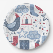 Assiettes En Carton Grey Bonjour hiver Noël Illustration Papier (Devant)