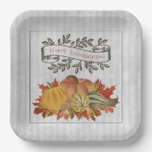 Assiettes En Carton Grey Thanksgiving Citrouilles et Squash (Recto)