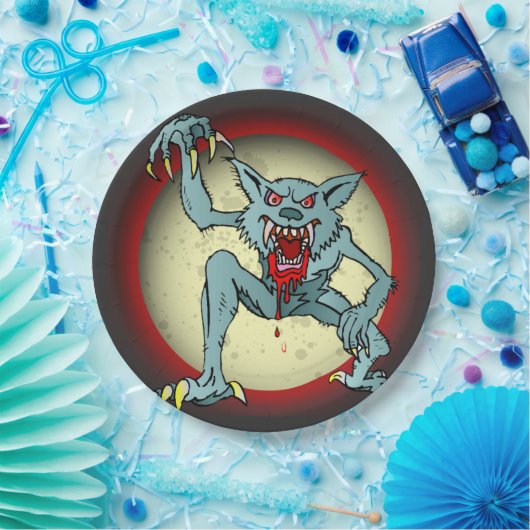 Assiettes En Carton Greyback Werewolf Blood Pleine lune rouge Hallowee (Fête)
