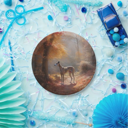 Assiettes En Carton Greyhound à l'automne Feuilles automne Inspiration (Fête)