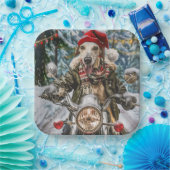 Assiettes En Carton Greyhound Chien équitation Moto Noël (Fête)