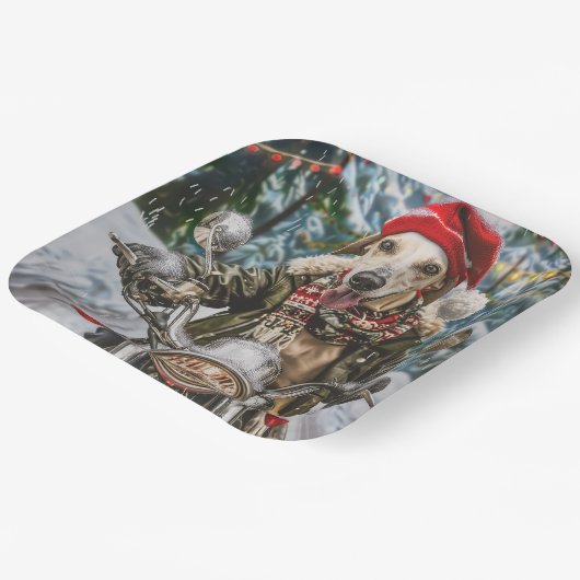 Assiettes En Carton Greyhound Chien équitation Moto Noël (Angulaire)