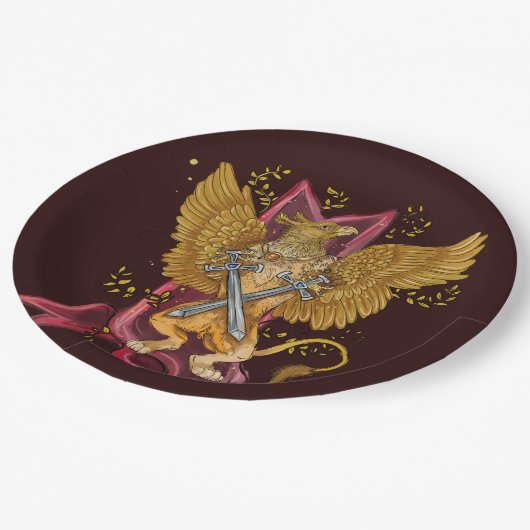 Assiettes En Carton Griffin mystique avec épées (Angle)