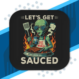 Assiettes En Carton Gril de BBQ UFO Cookout Attrapons la Sauce Drôle d