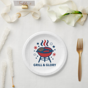 Assiettes En Carton Grill & Glaces 4 juillet Plaque papier barbecue -