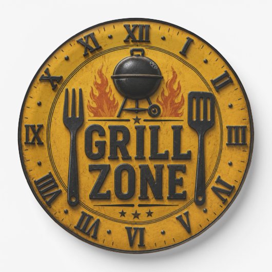 Assiettes En Carton Grill Zone BBQ Grill Master Kitchen Rustic (Devant)