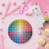 Assiettes En Carton grille de couleurs sur plaques papier (Fête)