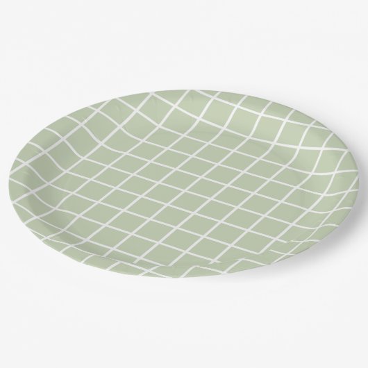 Assiettes En Carton Grille Motif Pastel Green Plaid (Angle)