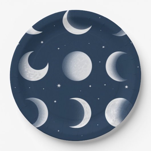 Assiettes En Carton Grille Phases de la lune Design Motif céleste (Devant)