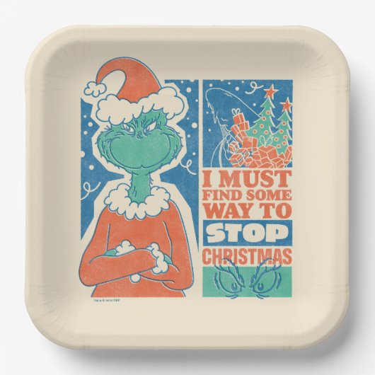 Assiettes En Carton Grille | Stop Christmas Vintage Graphic (Recto)