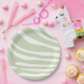Assiettes En Carton Grille verte et blanche Zebra (Fête)
