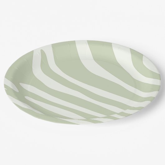 Assiettes En Carton Grille verte et blanche Zebra (Angle)