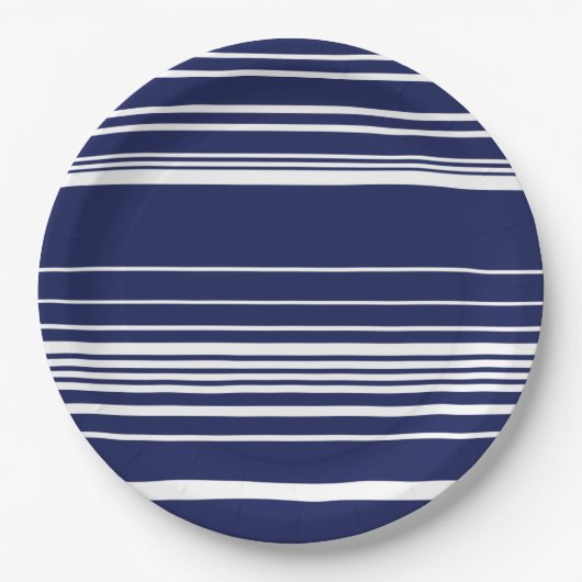 Assiettes En Carton Grilles complexes - Bleu (Devant)