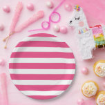 Assiettes En Carton Grilles roses et blanches chaudes<br><div class="desc">Plaques de réception en papier personnalisées avec un motif à rayures nautiques chic et préppy. Cliquez sur Customiser pour personnaliser le design avec vos propres textes et images pour créer un design unique et unique pour correspondre à n'importe quel décor de fête!</div>