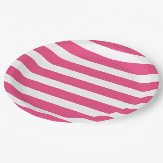 Assiettes En Carton Grilles roses et blanches chaudes (Angle)