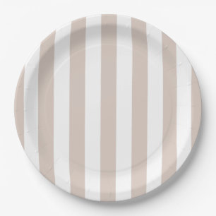 Assiettes En Carton Grilles Verticales Bbeige Et Blanc Gratté