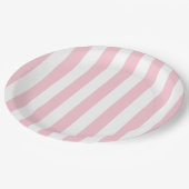 Assiettes En Carton Grilles Verticales Bébé Rose Et Blanc Gratté (Angle)