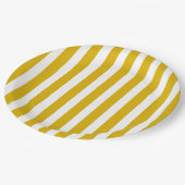 Assiettes En Carton Grilles verticales jaunes et blanches de moutarde (Angle)