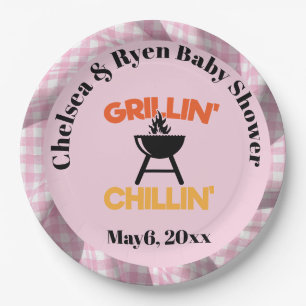 Assiettes En Carton Grillin&chillin Bébé q Gingham baby shower 