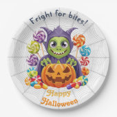 Assiettes En Carton Grimlin d'Halloween avec bonbons ou bonbons (Devant)