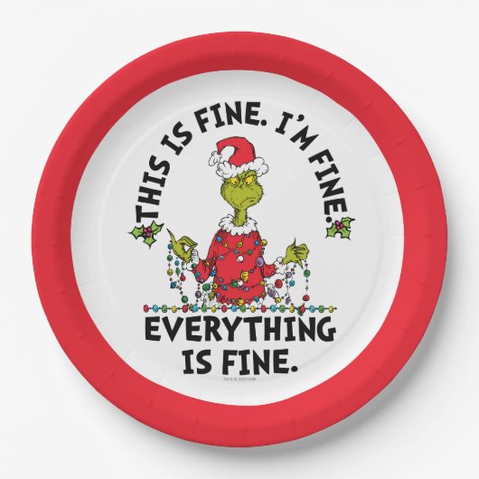 Assiettes En Carton Grinch | Everything is Fine (Devant)