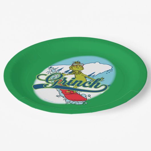 Assiettes En Carton Grinch Snowboard (Angle)