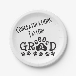 Assiettes En Carton gris 2024 blanc noir   graduation empreinte de pat