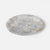 Assiettes En Carton Gris blanc minimal Carrara Marbre or Grungy Silv (Angle)